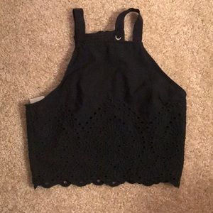 Navy cute detailing crop top